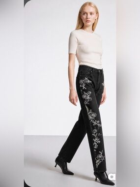 Levi’s Premium 721 High Rise Skinny Black Floral Embroidered Jeans Women’s